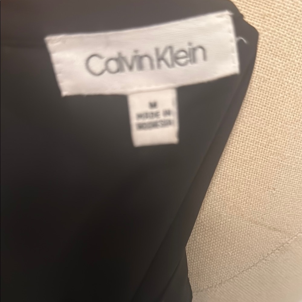 Women's Calvin Klein Black Blouse with White Trim - Picture 5 of 5